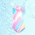thumbnail image 4 of Zhuashum girl swimsuit 5-6 Years One-Shoulder Ruffle Bathing Suit Swimming One pieces Bathing Suit Swimwear Lovely playsuit Pink, 4 of 4