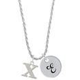 thumbnail image 1 of Delight Jewelry Silvertone Large Initial - X - Silvertone Script Initial Disc - E - Charm Necklace, 20"+3", 1 of 4