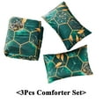 thumbnail image 6 of RYNGHIPY Green Gold Geometric 3-Piece Green Honeycomb Microfiber Comforter Set Full Size, 6 of 8