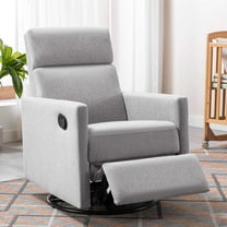 Swivel Recliner Chair, Modern Upholstered Rocker Nursery Chair with Armrest and Footrest, Glider Rocker for Living Room and Nursery,Gray