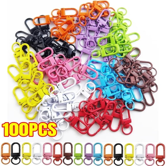 100 PCS Keychain Clip Lanyard Swivel Snap Hooks Heavy Duty Metal Lobster Claw Clasps for Backpack Charms, Zipper Pulls, Beads Projects