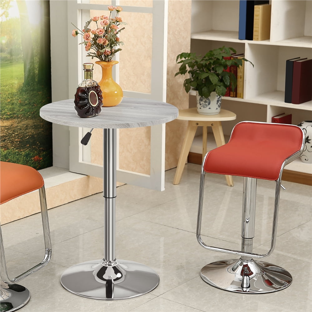 Alden Design Height Adjustable Pub Round Table 360° Swivel for Bistro Café Home Bar, Gray