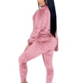 thumbnail image 3 of Seyurigaoka Winter Women Juniors Casual Clothes 2Pcs Suit, Velvet Long Sleeve Zipper Tops + Pants, 3 of 5