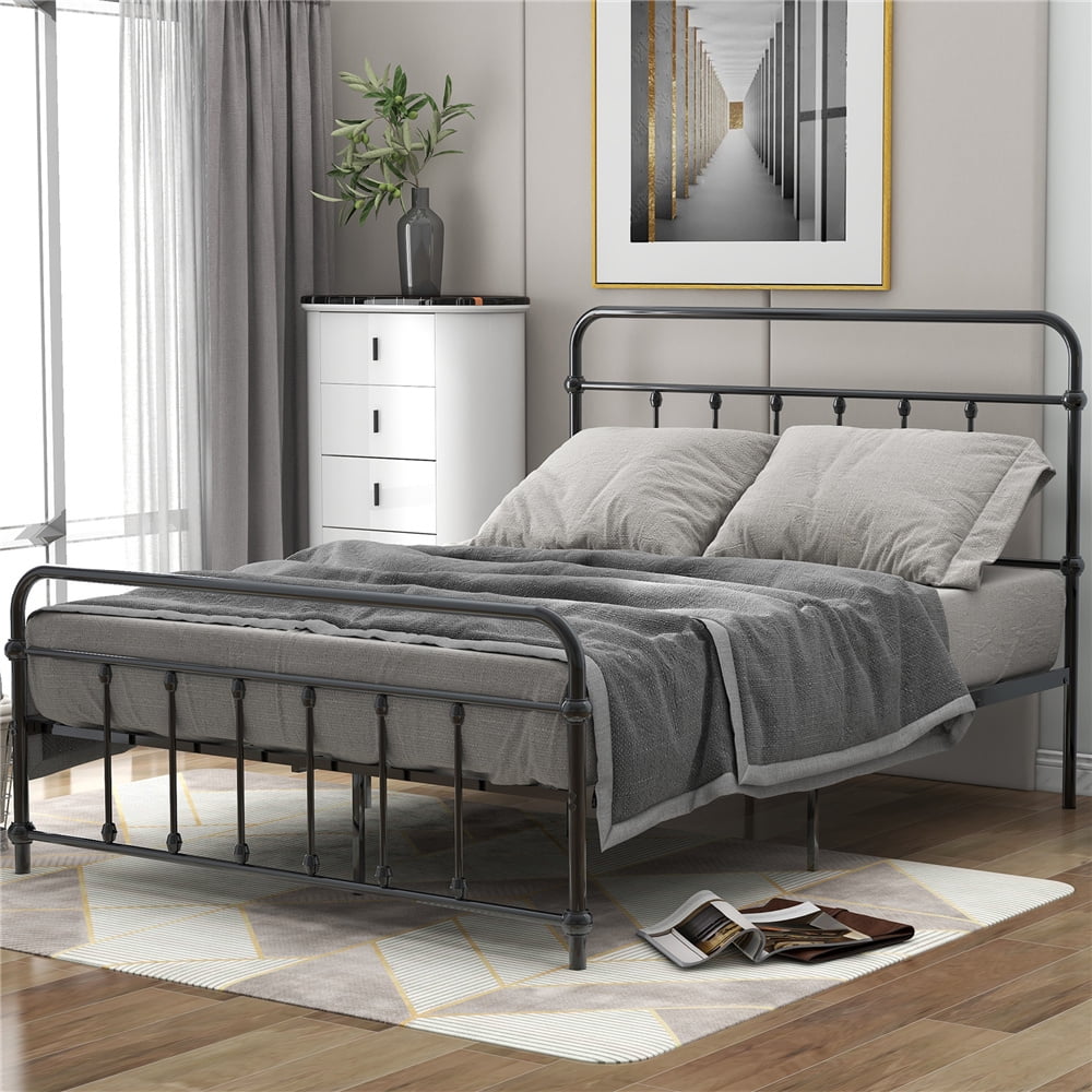 Metal Bed Frame, Modern Black Full Size Platform Bed Frame with
