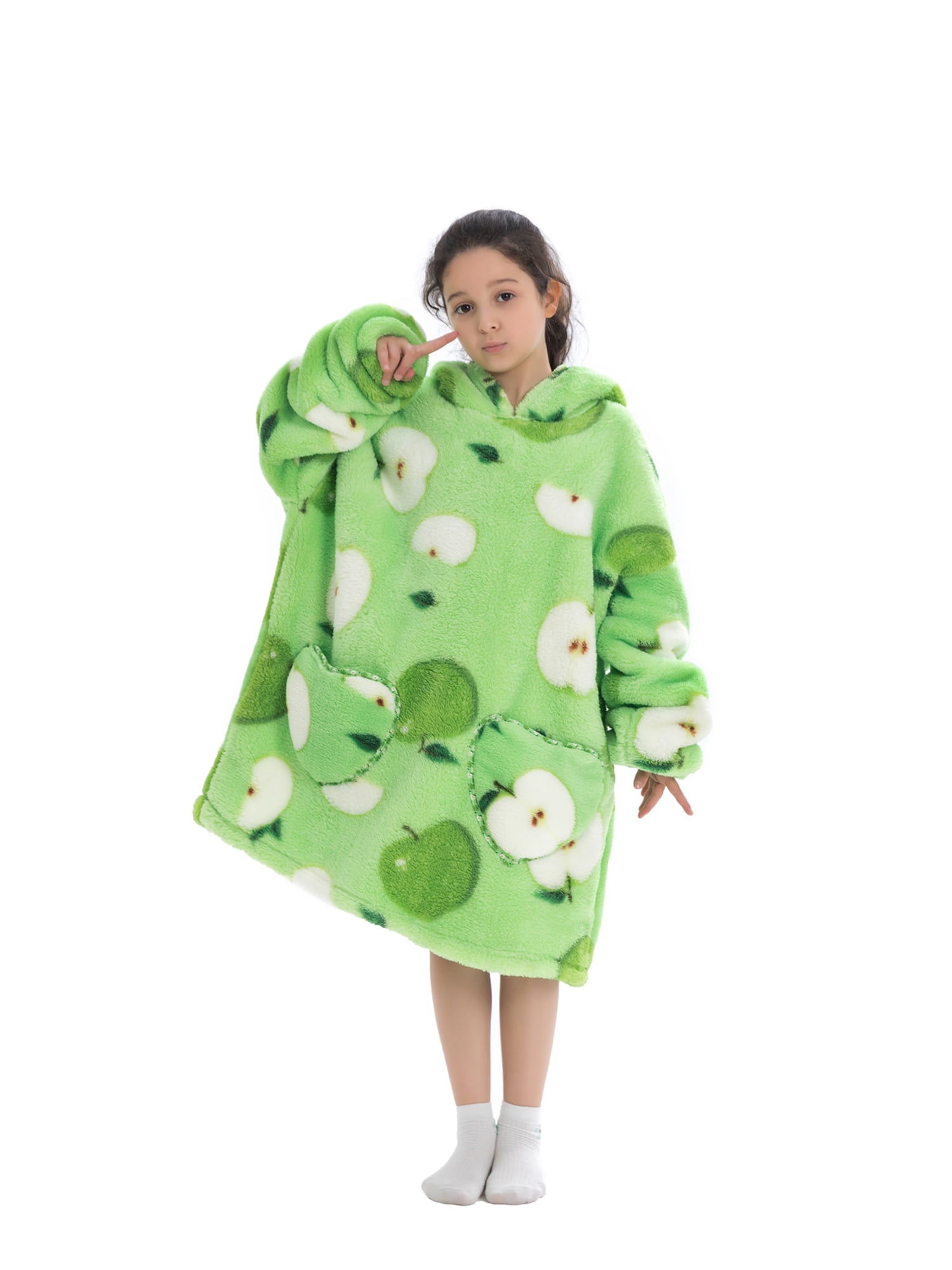 Oversized Wearable Blanket Hoodie For Adult Kids Big Hooded Sherpa