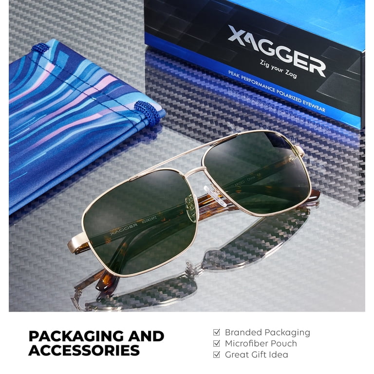 Xagger Polarized Square Aviator Sunglasses for Men Classic 
