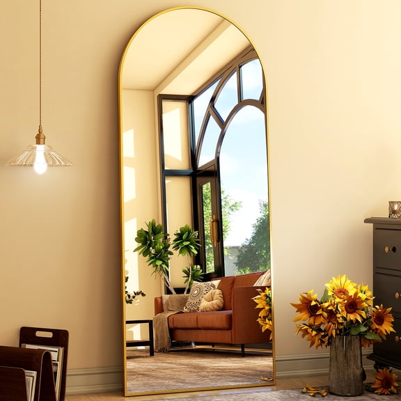 Anyrose 65.1"x24" Arched Mirror Full Length Mirror With standing Floor Mirror Wall Mounted, Gold