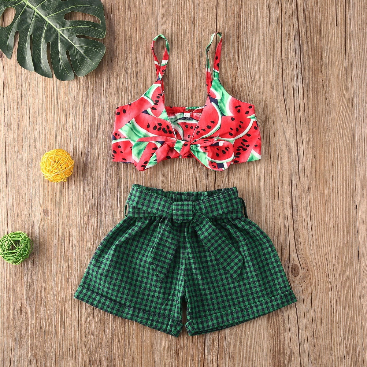 Toddler Kid Baby Girl Vest Top T-shirt+Watermelon Short Pants Outfit Set Clothes 