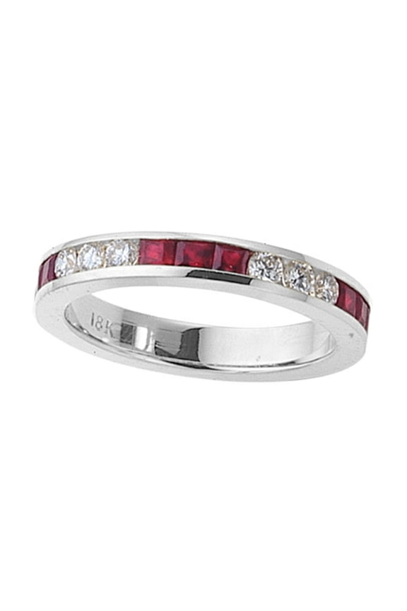 Genuine Ruby Band in Platinum 950 Size 7.5 Female Adult