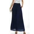 thumbnail image 3 of Weardear Palazzo Pants for Women Dressy Loose Fitting Wide Leg Pants Elastic Waist Chiffon Trousers with Pockets, 3 of 7