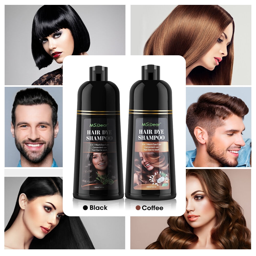 Black Hair Dye Shampoo 3 in 1 for Gray Hair, Herbal Hair Dye Natural Shampoo, Instant Hair Color Shampoo for Women Men Grey Hair Coverage 500ml