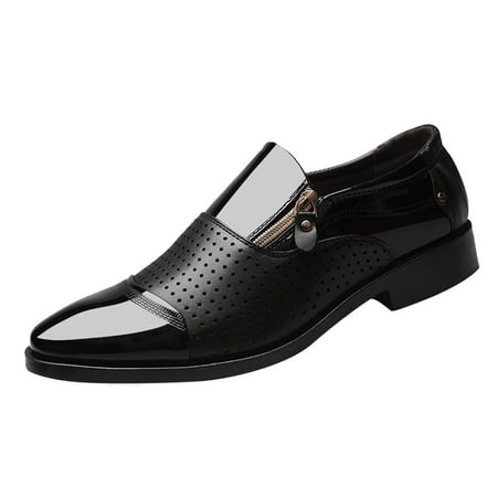 

HSMQHJWE Mens Bruno Marc Shoes Mens Dress Casual Shoes Leather Fashion Summer And Autumn Men Leather Shoes Pointed Toe Low Heel Zipper Hollow Breathable Leisure Mens Leather Shoes