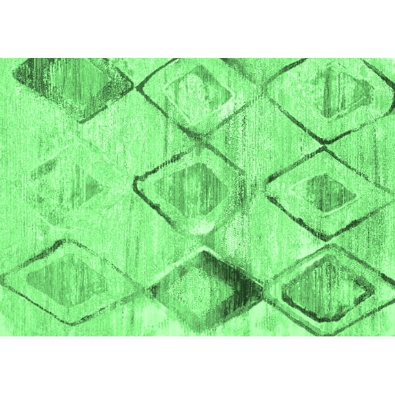 Ahgly Company Indoor Rectangle Abstract Emerald Green Contemporary Area Rugs, 7' x 9'