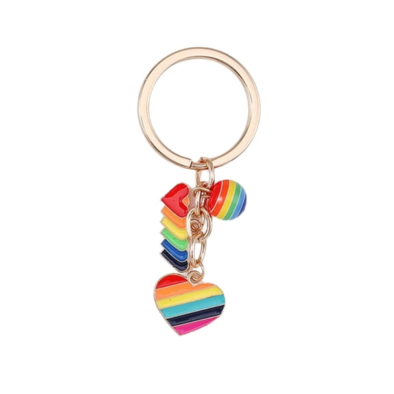 Trendy Rainbow Alloy Keychain Colorful Drip Art Designs Jewelry Accessory Gift