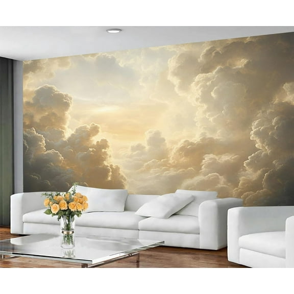 White Clouds Mural 3D - Fantasy Sky Wall Paintings, Nature 3D Wall Mural For Living Room Bedroom, Landscape Murals 98.4"W x 68.9"H (Not Peel and Stick)