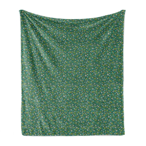 Floral Soft Flannel Fleece Throw Blanket, Colorful Spring Daisies Illustration with Leafage Botanical Garden Art Design, Cozy Plush for Indoor and Outdoor Use, 50" x 60", Multicolor, by Ambesonne