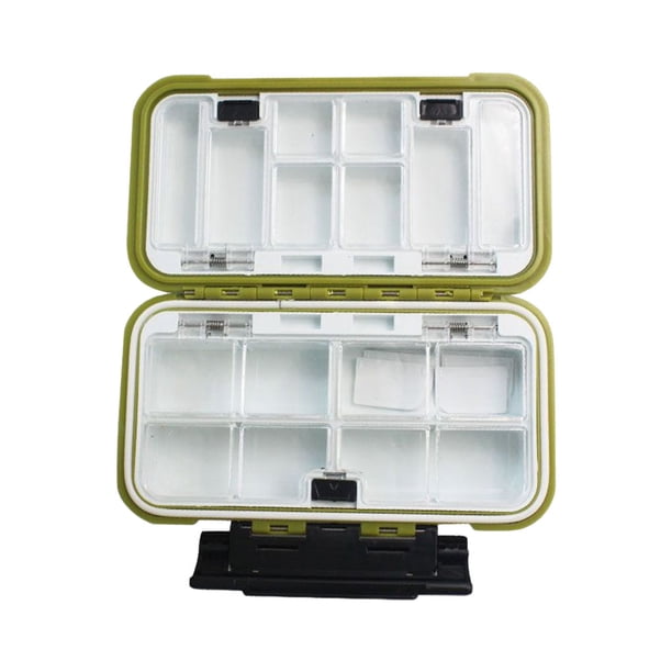 Eigraketly Caja portátil sellada de plástico ABS, anzuelos duraderos para carretes de pesca, cajas de señuelos, estuche organizador, equipo de Pescar verde oscuro