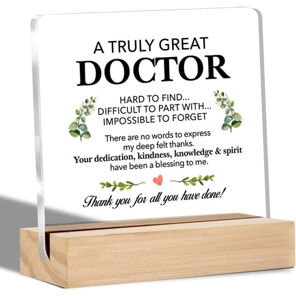Thank You Doctor Gifts a Truly Great Doctor Clear Desk Decorative Sign Doctors Appreciation Gift for Birthday Retirement Acrylic Sign with Stand Table Plaque Sign Keepsake