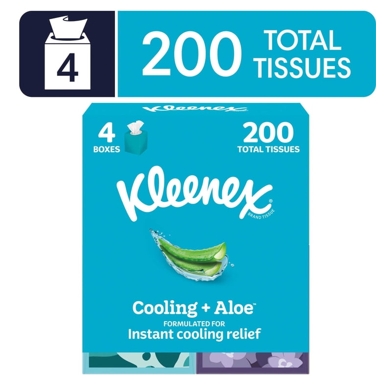 Cooling + Aloe Facial Tissues, 2-Ply, 4-Pack photo 1