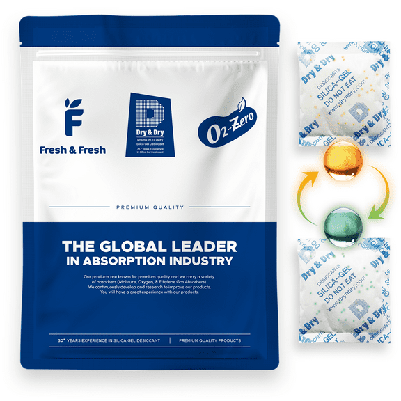 50 Gram [20 Packs] "Dry & Dry" Food Safe Orange Indicating(Orange to Dark Green) Mixed Silica Gel Packets - Moisture Absorber Dehumidifiers