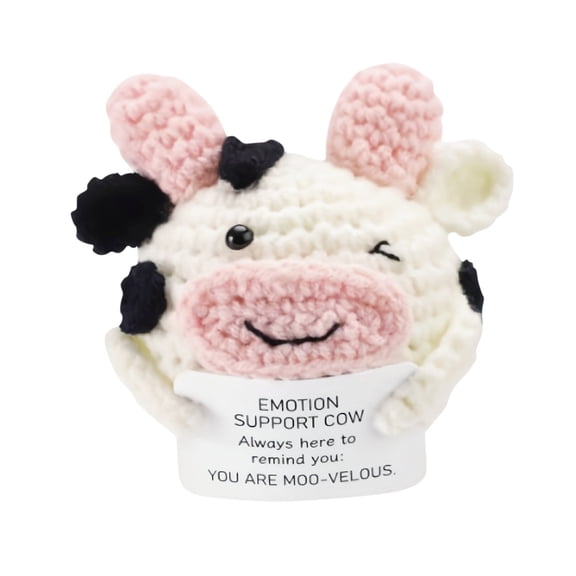Mini Funny Positive Crochet Cow Gifts Cute Cow Plush Toy Emotional Inspirational Support Gift for Women Men Coworker Friends Teen - Handmade Crochet Cows Gifts