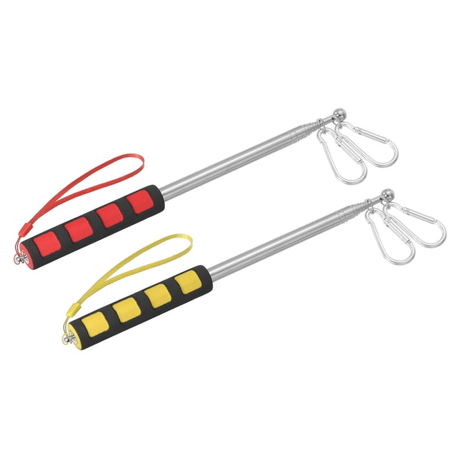 Unique Bargains 5.2ft Telescopic Handheld Flagpoles Tour Guide Flag Pole with Clips for Teaching Red, Yellow, 2 Pack