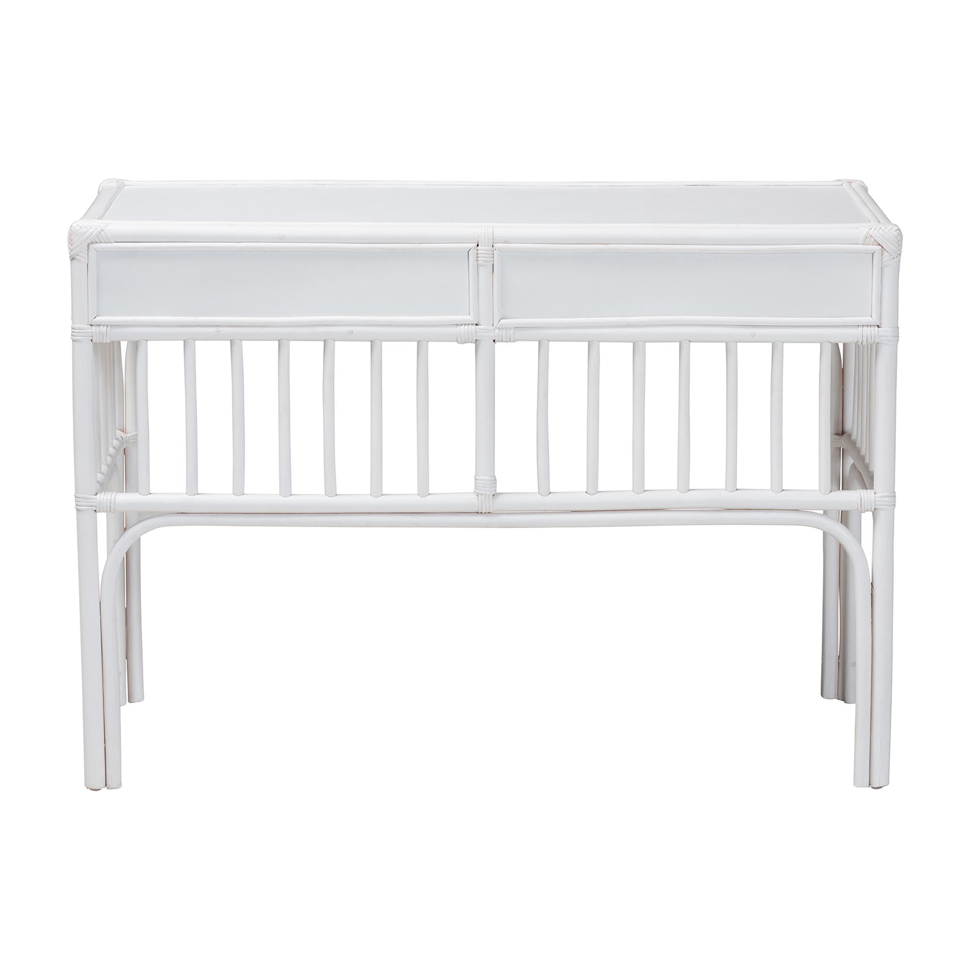 bali & pari Onella Boho Desk, 2-Drawer, White