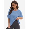 thumbnail image 2 of Summer Tops Womens Solid T Shirts for Women Loose Shirts Basic Tee, 2 of 6
