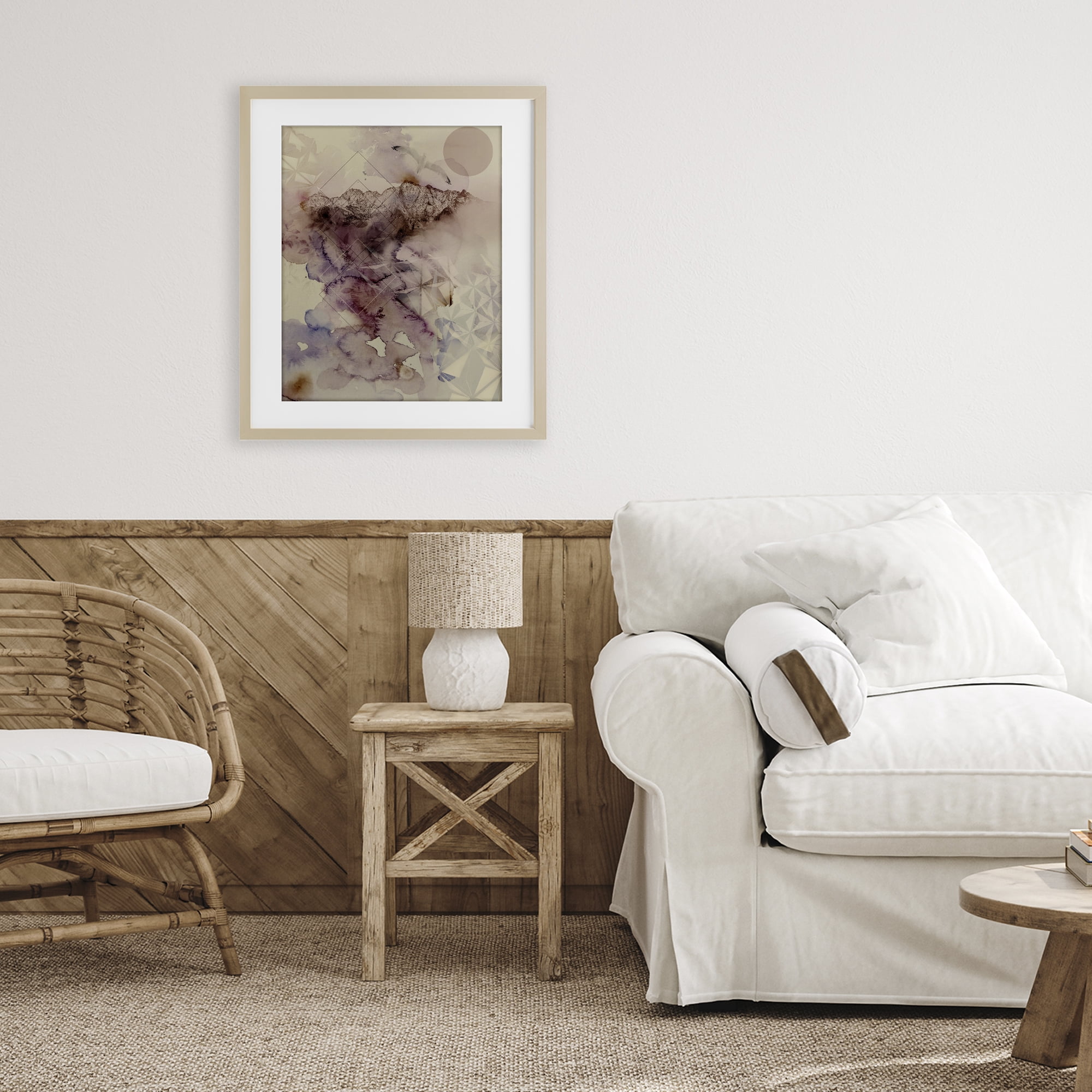 Stupell Industries Dust Abstract with Geometrics Birch Framed Print Under Glass, design by Gemma Bardot