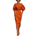 thumbnail image 1 of RXMEKW Ensemble 2 Pcs à Manches Bouffantes et Taille Smockée pour Femmes avec Poches en Tissu Mélangé de Lin, 1 of 9