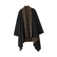 thumbnail image 3 of Cárdigan de hombre de mezcla de algodón, informal, étnico, con dobladillo irregular, cárdigan ligero Negro, 3 of 8
