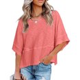 thumbnail image 1 of Camiseta holgada de verano para mujer, blusa de verano para mujer con cuello redondo y media manga, blusa con mangas acampanadas probada profesionalmente, 1 of 6