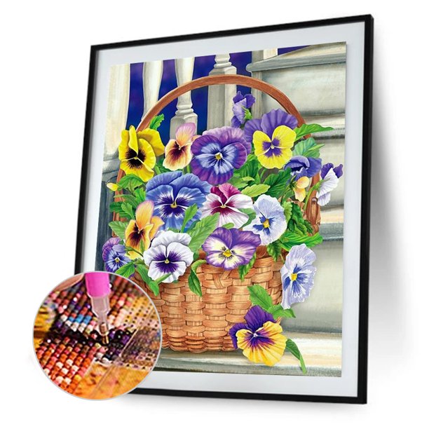Kit de dibujo de Taladro redondo Wdftyju Serie de flores 5D DIY