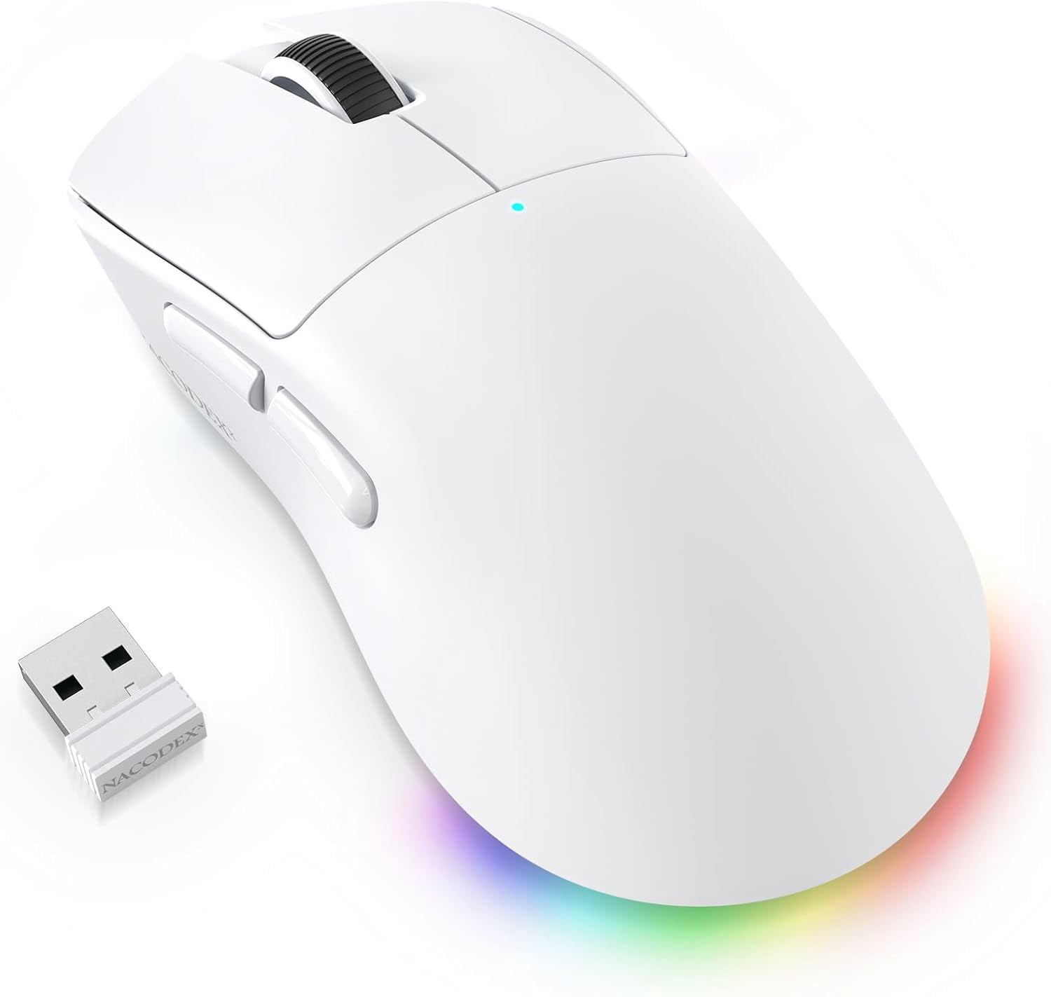 HRTGFD-AJAZZ NJ08 Wireless Gaming Mouse 70g Lightweight, 12800 DPI, RGB Strip, 3-Mode Connection 2.4G/Bluetooth/Wired, 1000Hz Polling Rate, Ergonomic Right-Handed Design for PC, Mac, Windows, Laptop