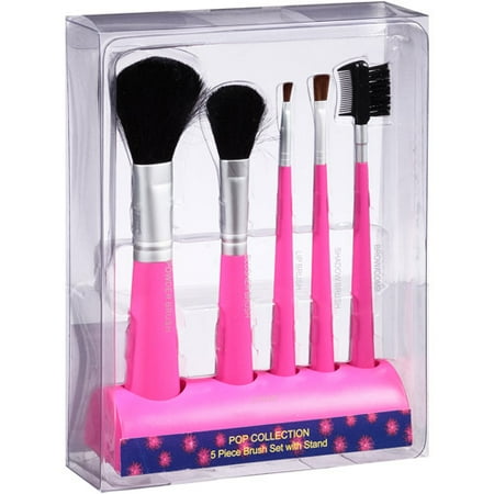 Pop Collection Pink Makeup Brush Set with Stand, 6 pc