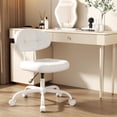 thumbnail image 1 of Silla de tocador Misolant de cuero PU blanco con soporte lumbar, 1 of 8