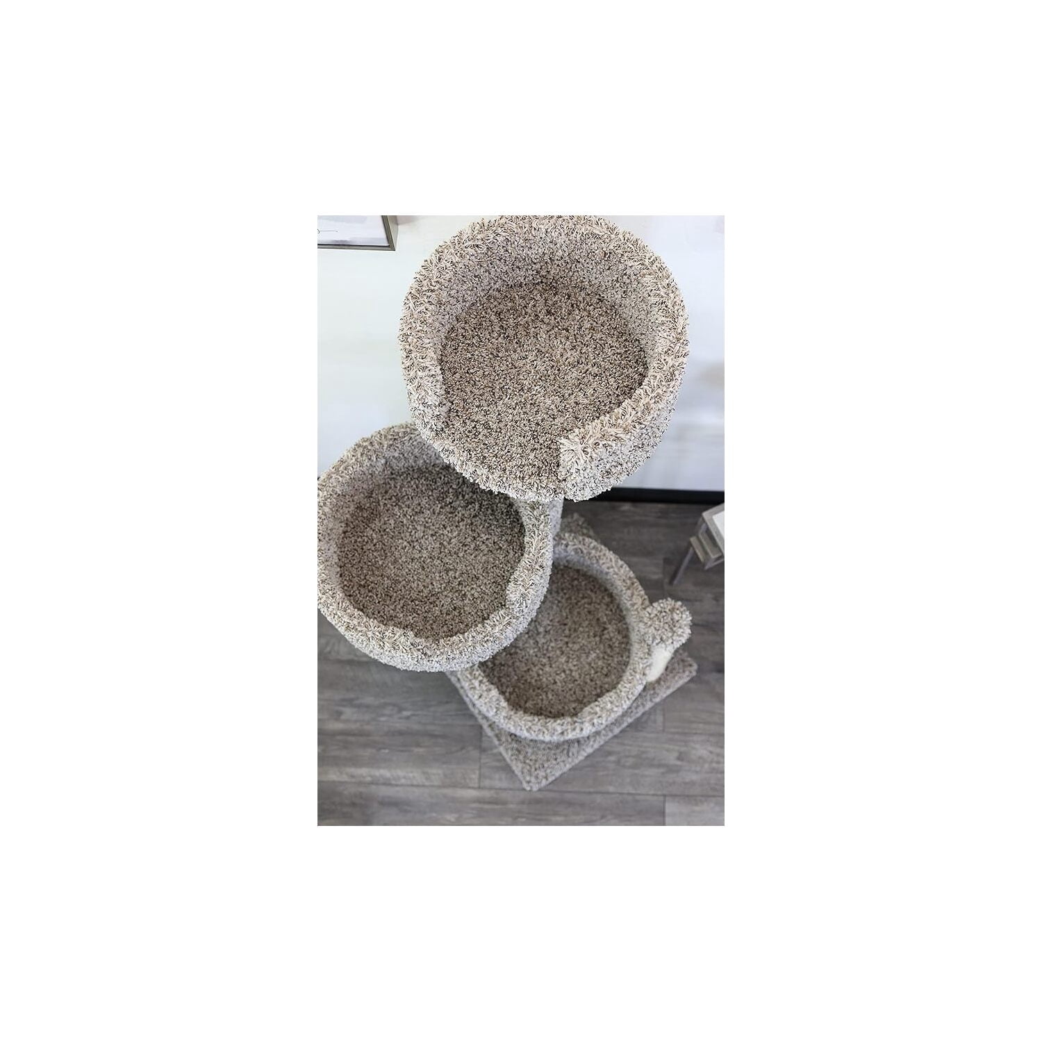Maykoosh Artisanal Abode Wood And Carpet Tree For Big Cats, 25"L x 25"W x 50"H, All Breed Sizes, Solid Wood and Carpet, for Cats, Sturdy and Durable-Color:Speckeled