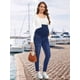 thumbnail image 5 of Pantalones Vaqueros de Maternidad para Mujer, Ajustados, Elásticos y Cómodos, para Embarazadas Azul Oscuro L, 5 of 8