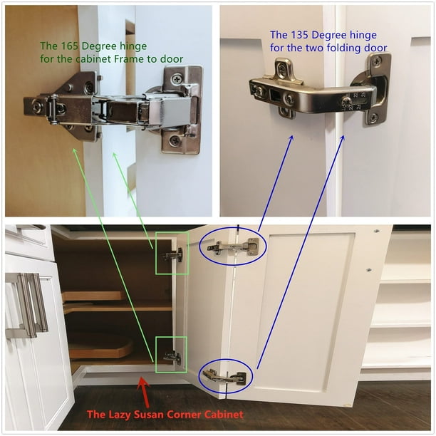 165 Degree Full Overlay Screw On Lazy Susan Cabinet Hinge with