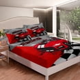 thumbnail image 2 of Erosebridal Race Car Bedding Set Race Sports Car Fitted Sheet Extreme Sports Bed Sheets 2Pcs, Car Sports Racing Plaid Sheets Red, 1 Fitted Sheet with 1 Pillowcase Twin Size, 2 of 4