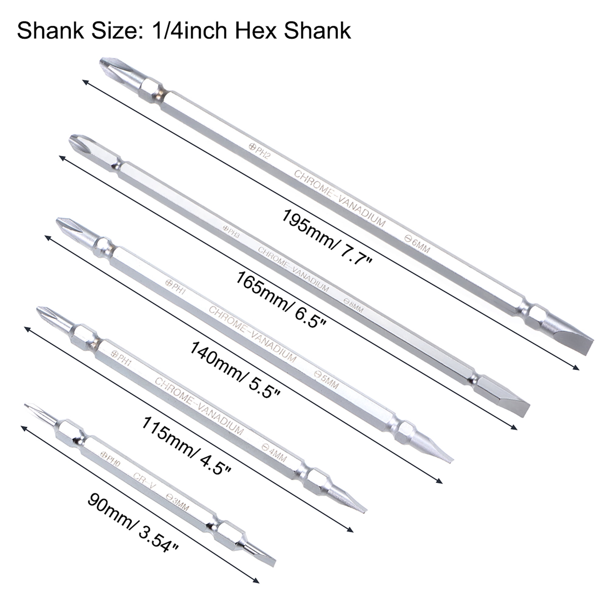Uxcell 1/4" Hex Shank Magnetic Dual Way Screwdriver Bit Set (6-in-1) w Non-Slip Handle