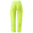 thumbnail image 4 of Glisme Casual Pants For Women Mesh Ruffle Trim Cover Up Pants Beach Cover Up Wrap Bikini Shiny Wraps Cover Ups For Swimwear Pants Green Trousers Flexible Fit, 4 of 6