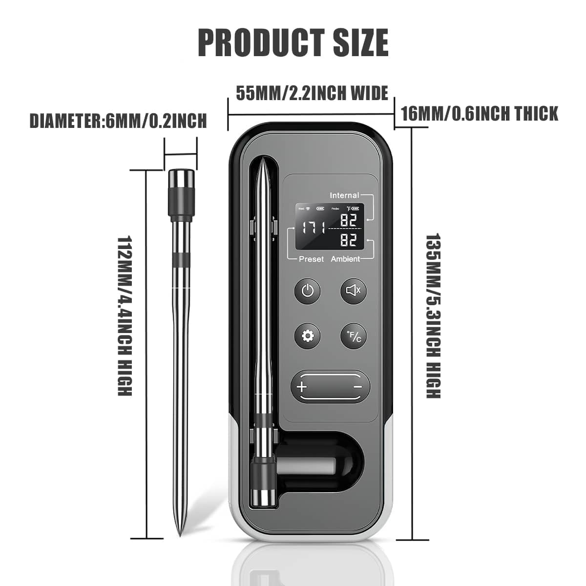 Temmio Smart Bluetooth Wireless Food Meat Thermometer – Digital Cooking  with Wireless Probe – 800Ft Remote Range – with iOS & Android  App, for Smoker, BBQ, Oven, Grill