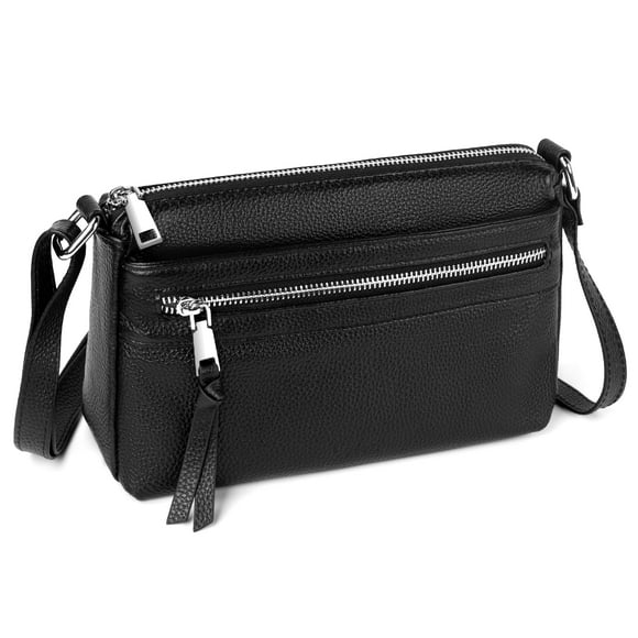 Bolso bandolera para mujer pequeño de cuero genuino negro