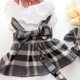 thumbnail image 4 of Ropa para perros Vestido para perros Falda a cuadros con lazo grande Arnés para mascotas con correa Conjunto para niñas Ropa para perros chihuahua pequeños y medianos, 4 of 5