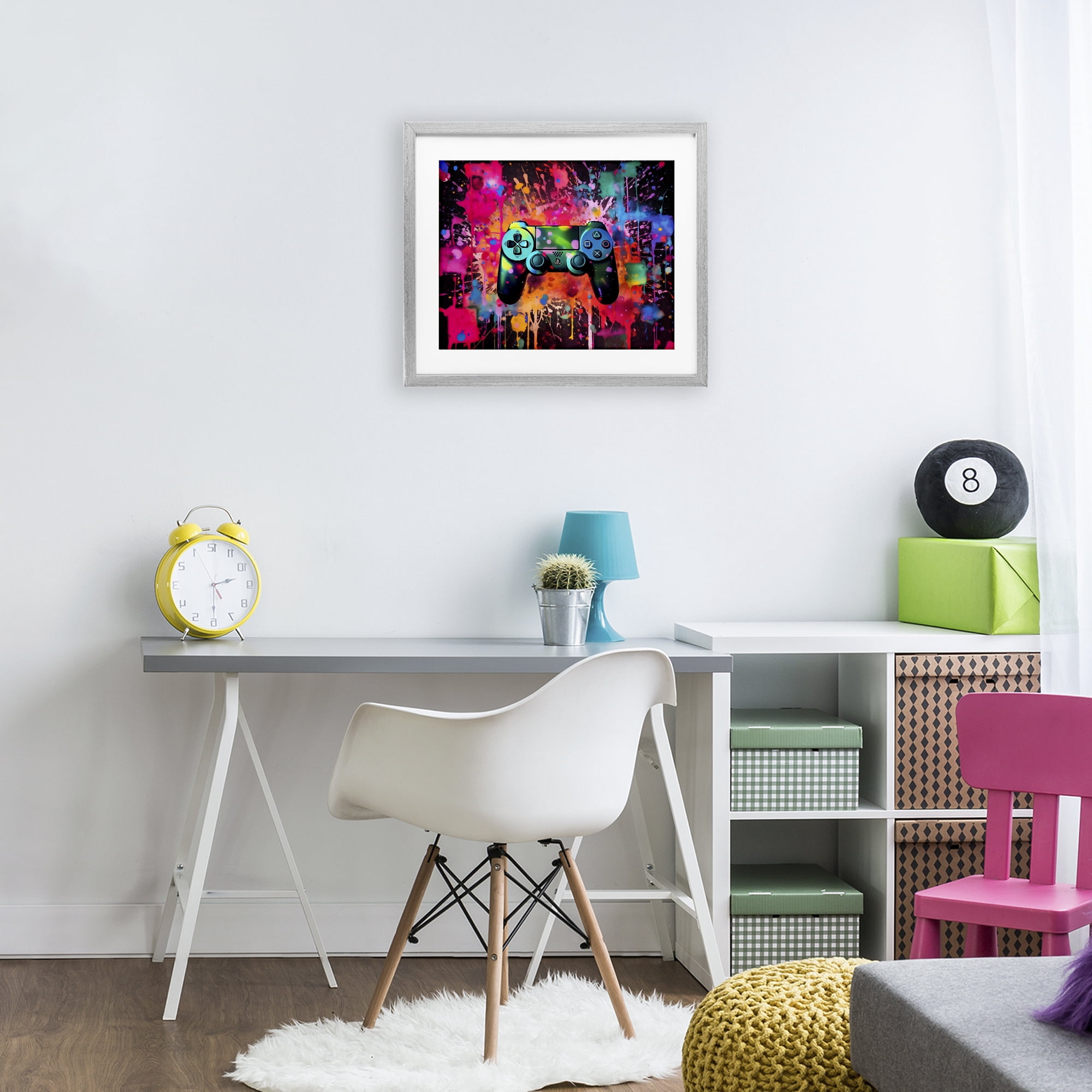 Stupell Industries Vibrant Gamepad Burst Gray Framed Print Under Glass, design by Creative Studio