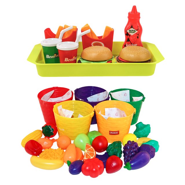8 Piezas De Papas De Comida Rápida + 30 Piezas De Cestas De Frutas Para Niños Macarena Juguete para niños Petend Play