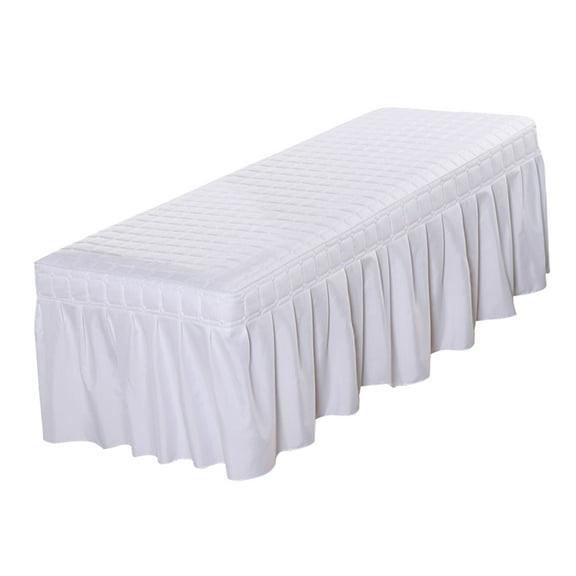 Spa Massage Table Cover Sheet with Bedskirts Beauty Bed Skirt White 71x24 White-180x60cm