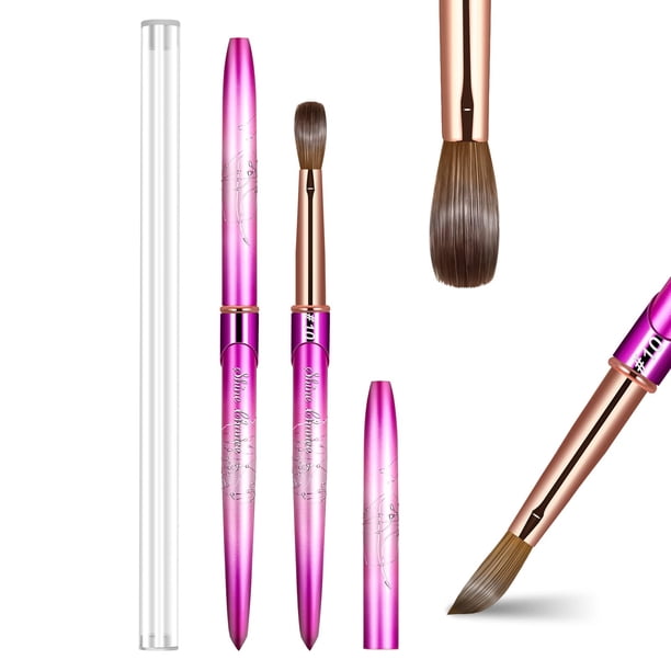 Shine Chance Pincel de uñas acrílico tamaño 10 Pincel de uñas Kolinsky Art real para aplicación de polvo acrílico Herramienta de extensión de uñas de manicura para mujeres hecha a mano para bricolaj