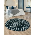 thumbnail image 3 of Unique Loom Trellis Shag Collection Area Rug - Ruth (6' Round Navy Blue/Ivory), 3 of 9